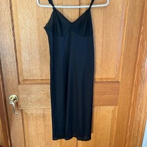 Vintage Vanity fair black lack trim, nylon dress slip